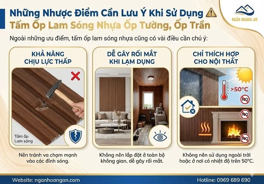 Những Nhược Điểm Cần Lưu Ý Khi Sử Dụng Tấm Ốp Lam Sóng Nhựa Ốp Tường, Ốp Trần