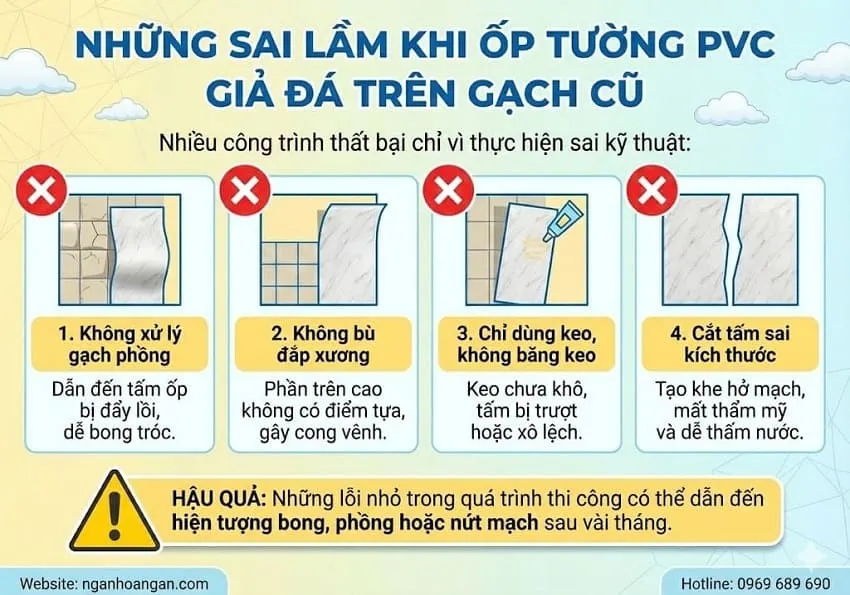 Những Sai Lầm Khi Ốp Tường PVC Giả Đá Trên Gạch Cũ