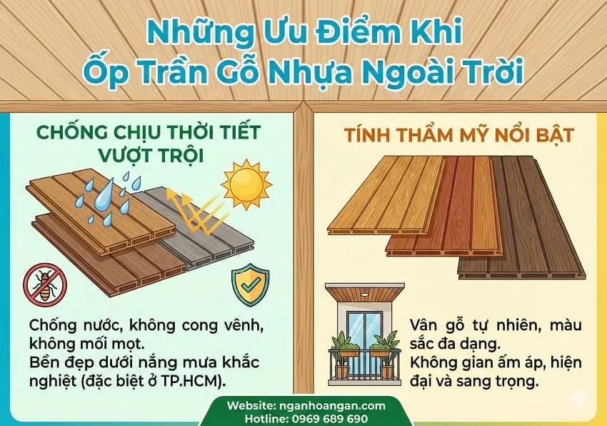 Những Ưu Điểm Khi Ốp Trần Gỗ Nhựa Ngoài Trời