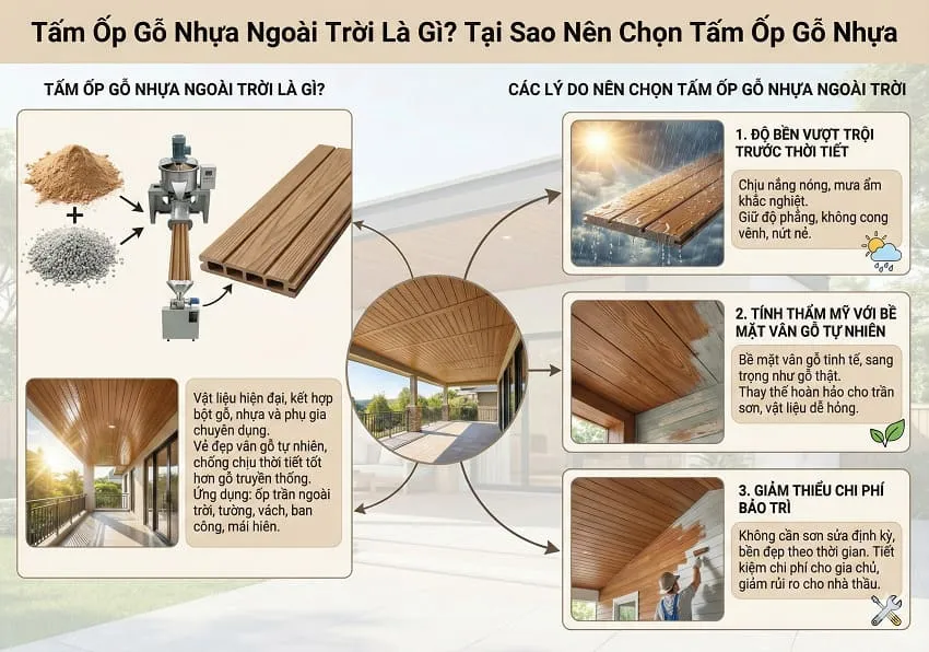 Những Ưu Điểm Khi Sử Dụng Ốp Trần Gỗ Nhựa Ngoài Trời