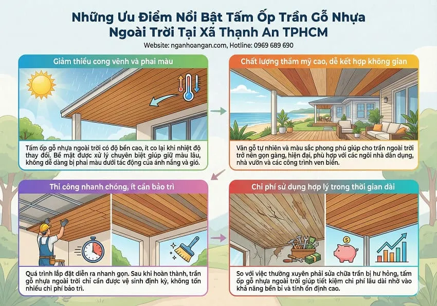Những Ưu Điểm Nổi Bật Của Tấm Ốp Trần Gỗ Nhựa Ngoài Trời