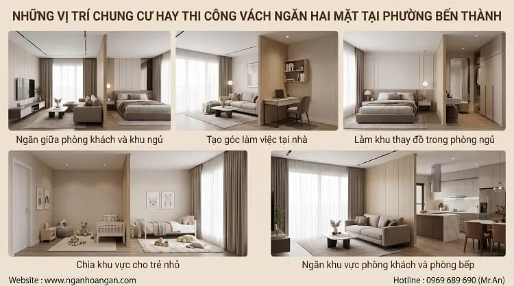 Những Vị Trí Chung Cư Hay Thi Công Vách Ngăn Hai Mặt Tại Phường Bến Thành