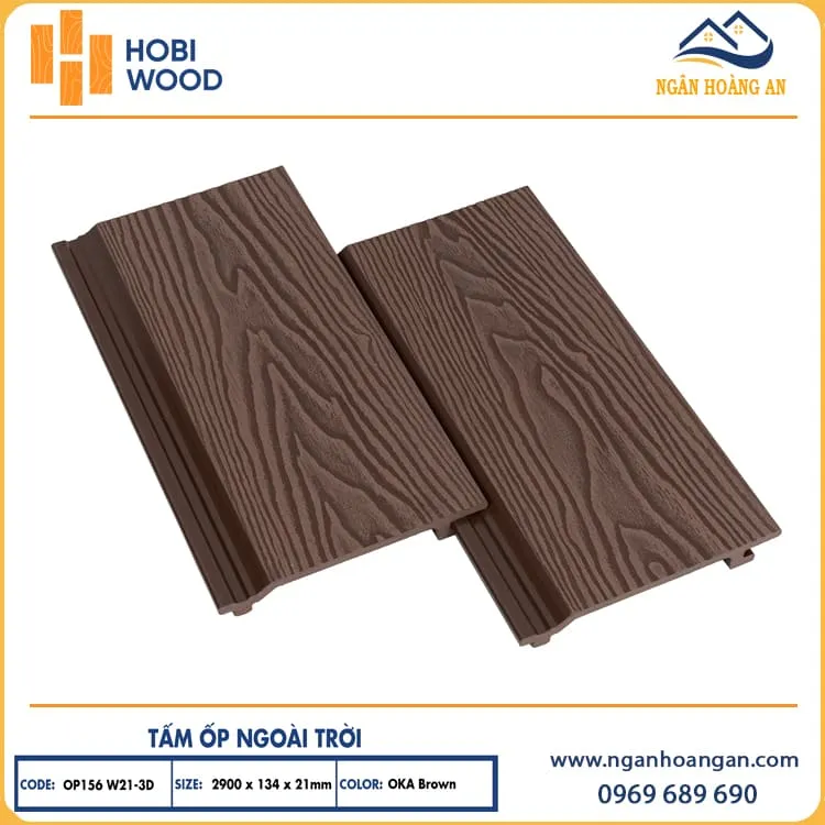 Ốp Ban Công Gỗ Nhựa Ngoài Trời Hobiwood OP3D 156W29 Oka Brown Ốp Ban Công Gỗ Nhựa Ngoài Trời Hobiwood OP3D 156W29 Oka Brown