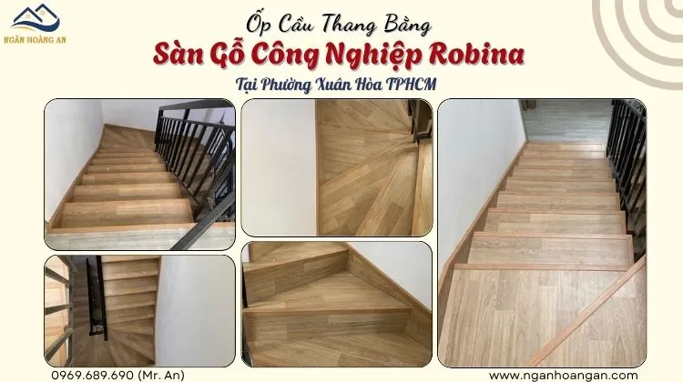 Ốp Cầu Thang Bằng Sàn Gỗ Công Nghiệp Robina Tại Phường Xuân Hòa