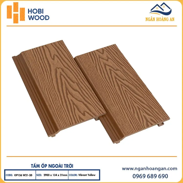 Ốp Mái Hiên Gỗ Nhựa Ngoài Trời Hobiwood  OP3D 156W21 Vibrant Yellow