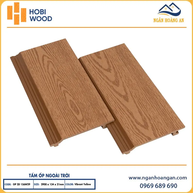 Ốp Mái Hiên Gỗ Nhựa Ngoài Trời Hobiwood OP2D 156W29 Vibrant Yellow
