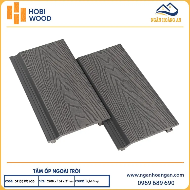 Ốp Trần Gỗ Nhựa Ngoài Trời Hobiwood OP3D 156W29 Light Grey Ốp Trần Gỗ Nhựa Ngoài Trời Hobiwood OP3D 156W29 Light Grey