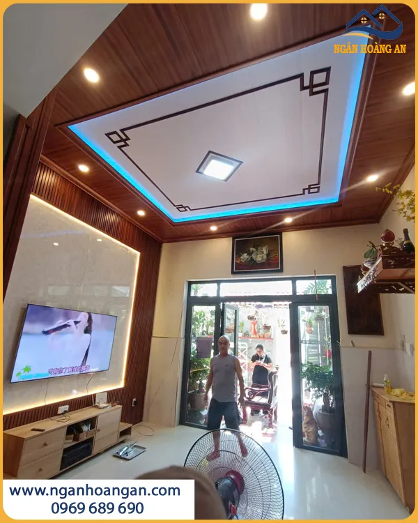 Ốp Trần, Ốp Tường Nano, Lam Sóng PVC Hiện Đại Cho Phòng Khách