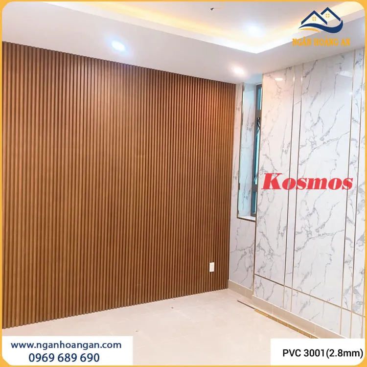 Ốp Tường Lam Sóng Nhựa Giả Gỗ Cho Phòng Khách