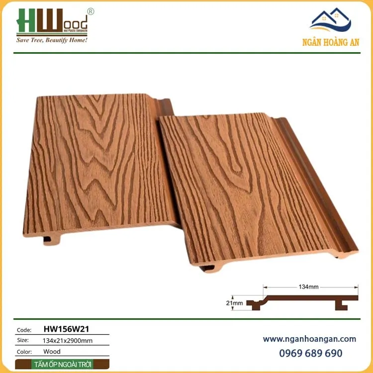 Ốp Tường Ốp Trần Gỗ Nhựa Ngoài Trời Hwood HW156W21 Wood