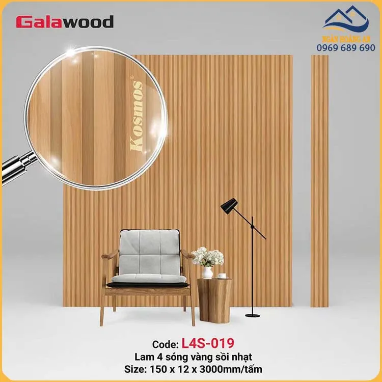 Ốp Tường Ốp Trần Lam Sóng Giả Gỗ Galawood L4S-019