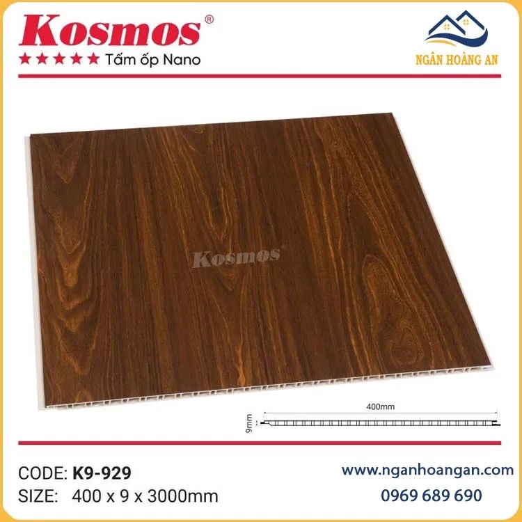 Ốp Tường Ốp Trần Nhựa Nano Chân Kép Giả Gỗ Kosmos K9-929