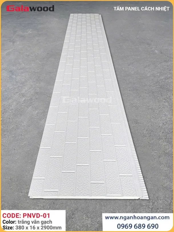Ốp Tường Panel Cách Nhiệt Galawood PNVD-01 Trắng Vân Gạch