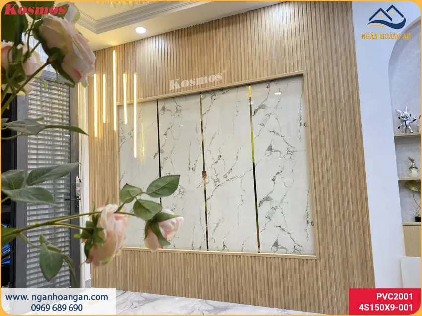 Ốp Tường Phòng Khách Đẹp Bằng Tấm Ốp Lam Sóng PVC