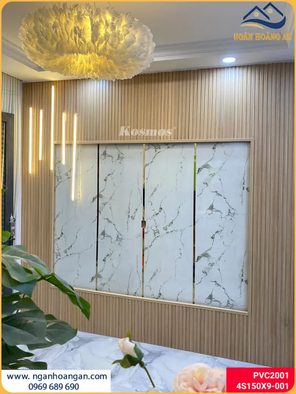 Ốp Tường Phòng Khách Đẹp Bằng Tấm Ốp Lam Sóng