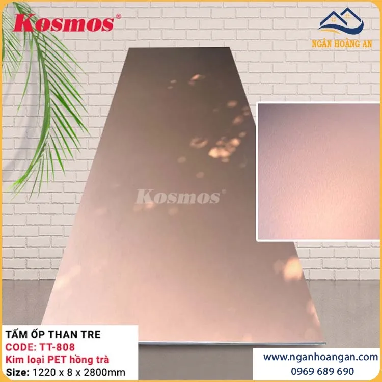 Ưu Điểm Của Tấm Ốp Than Tre Kim Loại PET Hồng Trà Kosmos TT-808