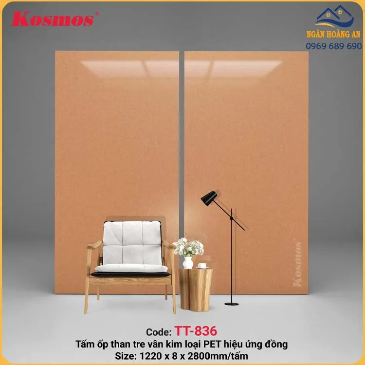 Tấm Ốp Sợi Than Tre Kosmos Vân Kim Loại PET Xước Đỏ Hồng TT-836 Tấm Ốp Sợi Than Tre Kosmos Vân Kim Loại PET Xước Đỏ Hồng TT-836