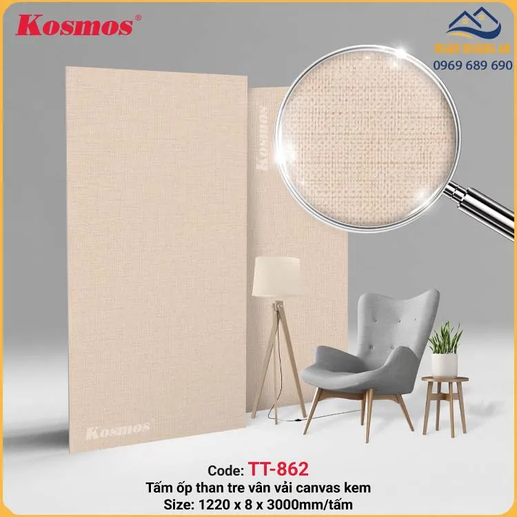 Ứng Dụng Của Tấm Ốp Than Tre Vân Vải Kem Kosmos TT-862