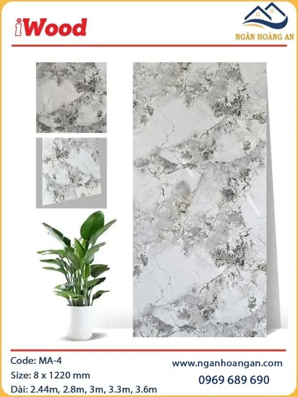 Ốp Tường Tấm Than Tre Đa Năng Vân Đá iWood MA-4 Ốp Tường Tấm Than Tre Đa Năng Vân Đá iWood MA-4