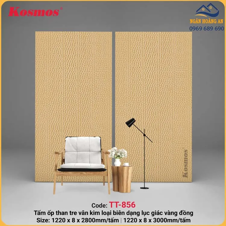 Tấm Than Tre Kim Loại Biên Dạng Lục Giác Vàng Đồng Kosmos TT-856