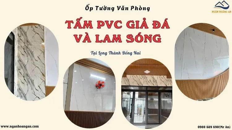 Ốp Tường Văn Phòng Bằng PVC Giả Đá Và Lam Sóng Tại Long Thành Đồng Nai