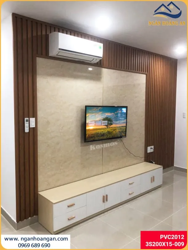 Ốp Vách Tivi Bằng Tấm Lam Sóng Nhựa Giả Gỗ Ốp Vách Tivi Bằng Tấm Lam Sóng Nhựa Giả Gỗ
