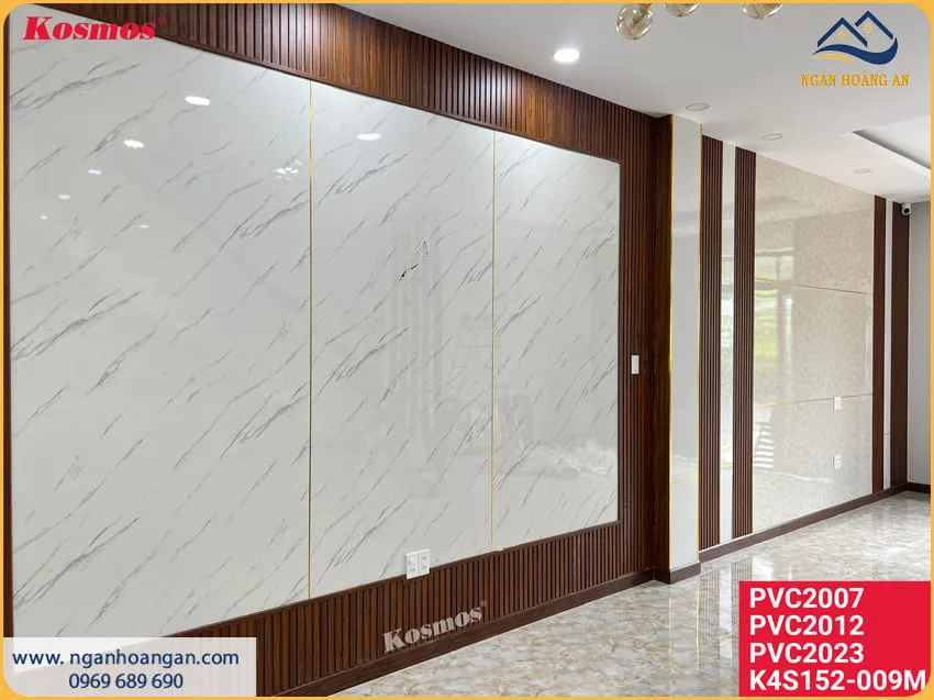 Ốp Vách Tivi Bằng Tấm Lam Sóng Và PVC Giả Đá