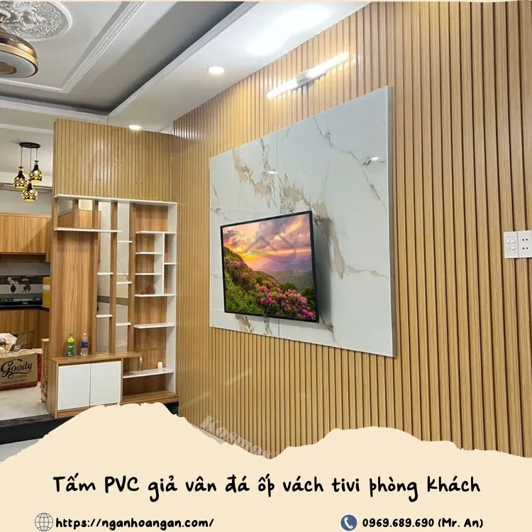 Ốp Vách TIvi Phòng Khách Bằng Tấm Nhựa PVC Giả Đá Ốp Vách TIvi Phòng Khách Bằng Tấm Nhựa PVC Giả Đá