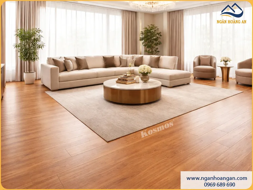 Phòng Khách Lát Sàn Gỗ Công Nghiệp Robina O111 Dễ Bảo Dưỡng