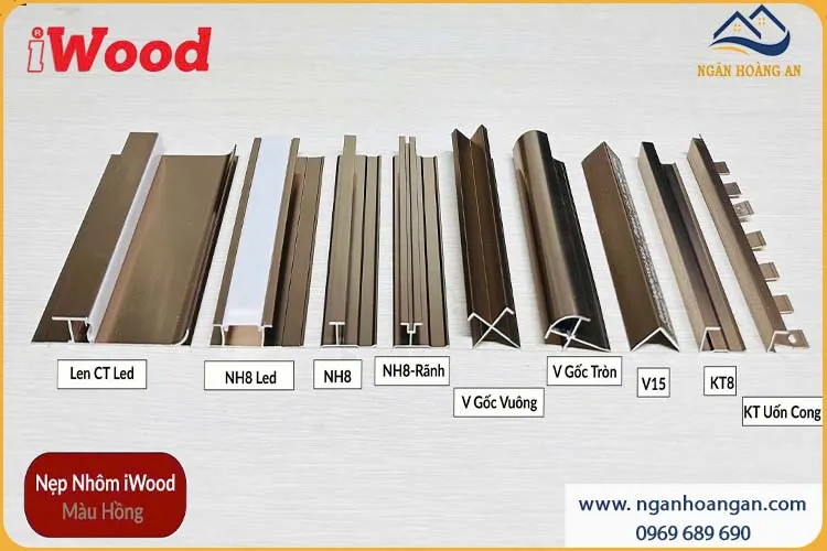 Phụ Kiện Nẹp Nhôm Tấm Ốp Than Tre iWood Màu Hồng