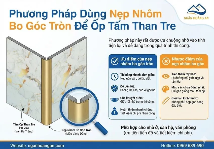 Phương Pháp Dùng Nẹp Nhôm Bo Góc Tròn Để Ốp Tấm Than Tre