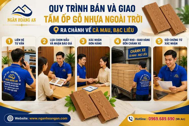 Quy Trình Bán Và Giao Tấm Ốp Gỗ Nhựa Ngoài Trời Ra Chành Về Cà Mau, Bạc Liêu