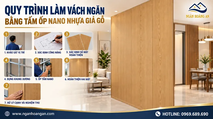Quy Trình Làm Vách Ngăn Bằng Tấm Ốp Nano Nhựa Giả Gỗ Quy Trình Làm Vách Ngăn Bằng Tấm Ốp Nano Nhựa Giả Gỗ