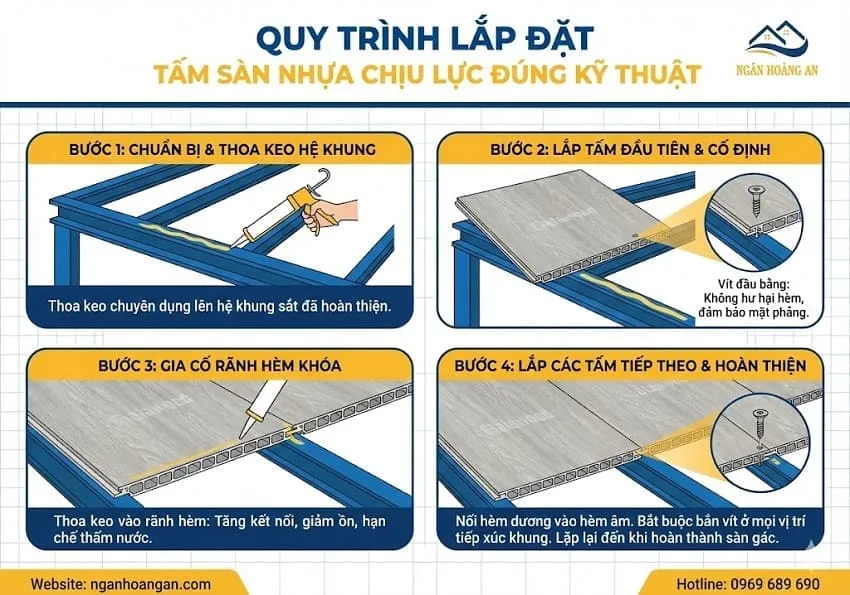 Quy Trình Lắp Đặt Tấm Sàn Nhựa Chịu Lực