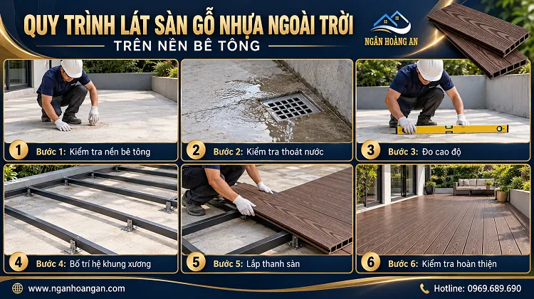 Quy Trình Lát Sàn Gỗ Nhựa Ngoài Trời Trên Nền Bê Tông Quy Trình Lát Sàn Gỗ Nhựa Ngoài Trời Trên Nền Bê Tông
