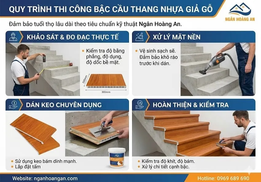 Quy Trình Thi Công Bậc Cầu Thang Nhựa Giả Gỗ 