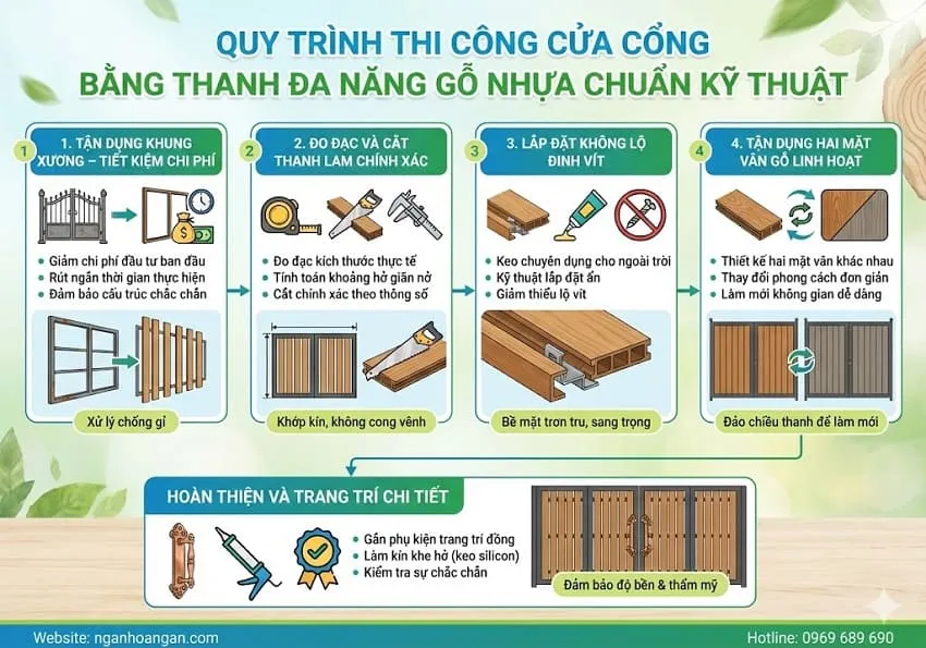 Quy Trình Thi Công Cửa Cổng Bằng Thanh Đa Năng Gỗ Nhựa Chuẩn Kỹ Thuật Quy Trình Thi Công Cửa Cổng Bằng Thanh Đa Năng Gỗ Nhựa Chuẩn Kỹ Thuật