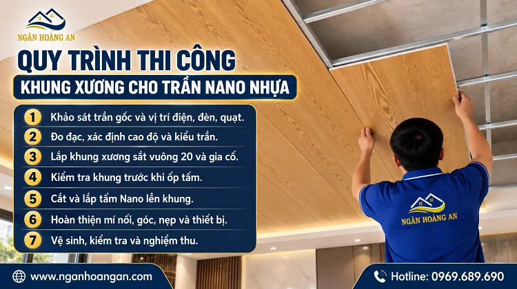 Quy Trình Thi Công Khung Xương Cho Trần Nano Nhựa