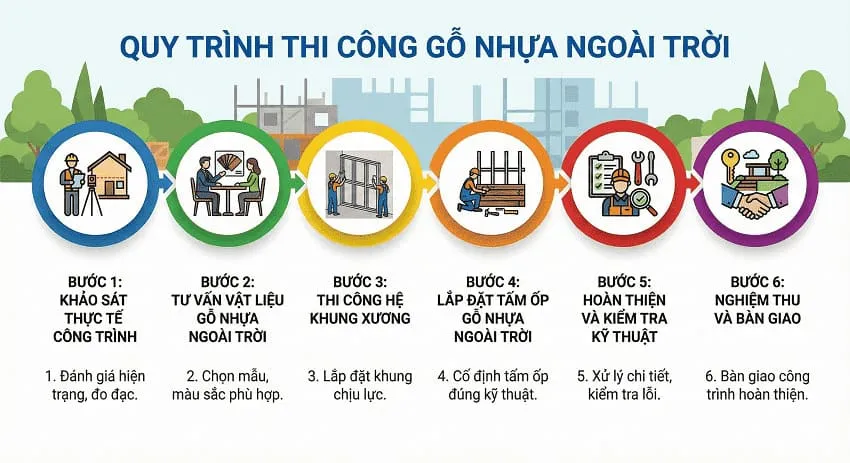 Quy Trình Thi Công Lắp Đặt Ốp Trần Gỗ Nhựa Ngoài Trời Quy Trình Thi Công Lắp Đặt Ốp Trần Gỗ Nhựa Ngoài Trời