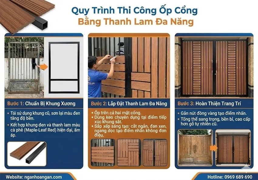 Quy Trình Thi Công Ốp Cổng Bằng Thanh Lam Đa Năng