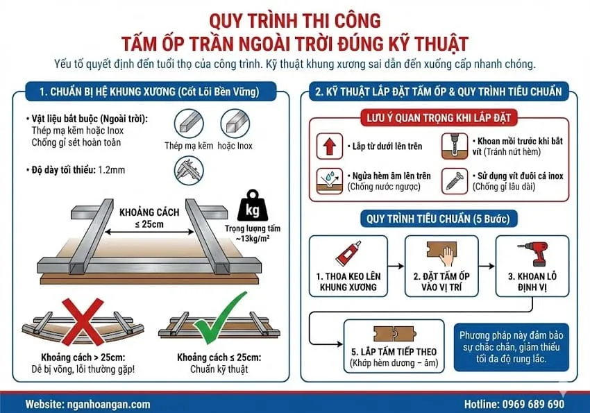 Quy Trình Thi Công Ốp Trần Gỗ Nhựa Chuẩn Kỹ Thuật