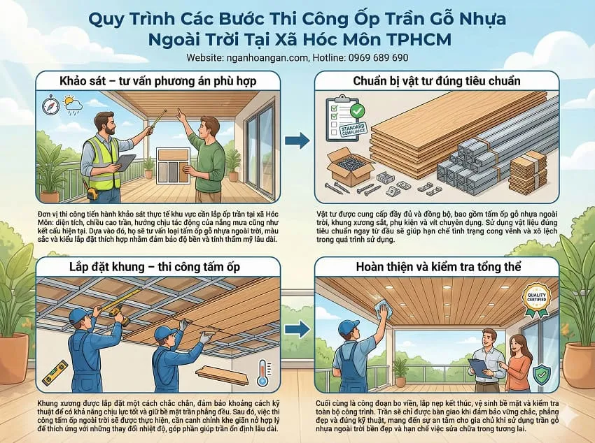 Quy Trình Thi Công Ốp Trần Gỗ Nhựa Ngoài Trời