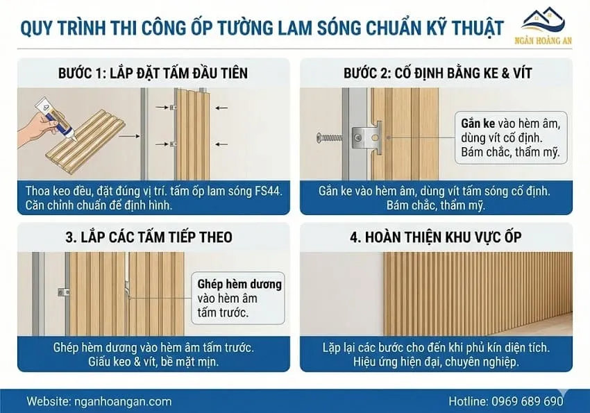 Quy Trình Thi Công Ốp Tường Lam Sóng Chuẩn Kỹ Thuật