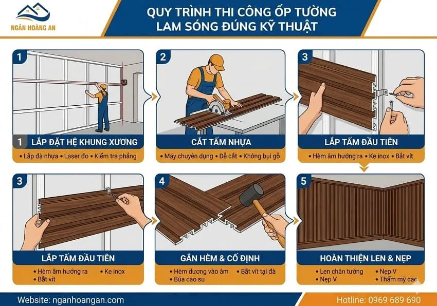 Quy Trình Thi Công Ốp Tường Lam Sóng Đúng Kỹ Thuật