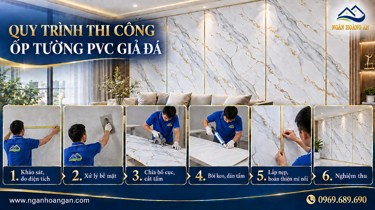 Quy Trình Thi Công Ốp Tường PVC Giả Đá Từ Chuẩn Bị Đến Nghiệm Thu