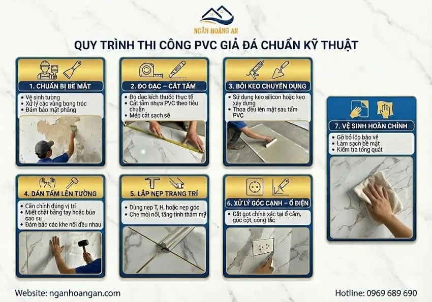 Quy Trình Thi Công PVC Giả Đá Chuẩn Kỹ Thuật