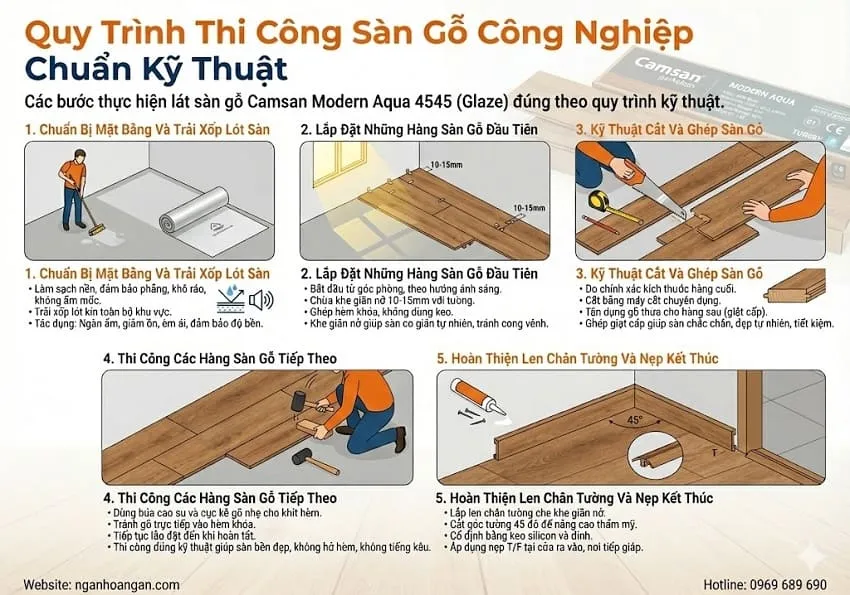 Quy Trình Thi Công Sàn Gỗ Công Nghiệp Chuẩn Kỹ Thuật