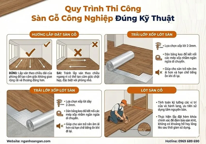 Quy Trình Thi Công Sàn Gỗ Công Nghiệp Đúng Kỹ Thuật