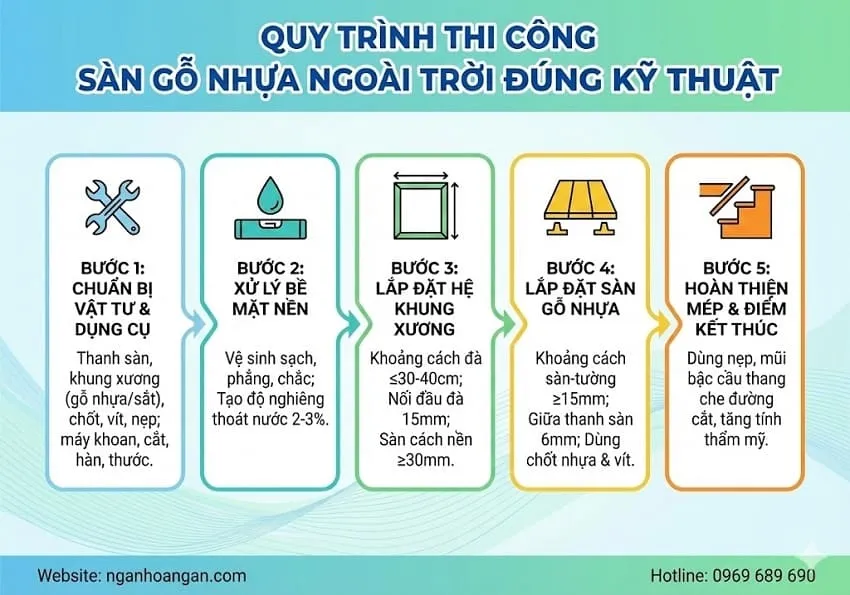Quy Trình Thi Công Sàn Gỗ Nhựa Ngoài Trời Đúng Kỹ Thuật