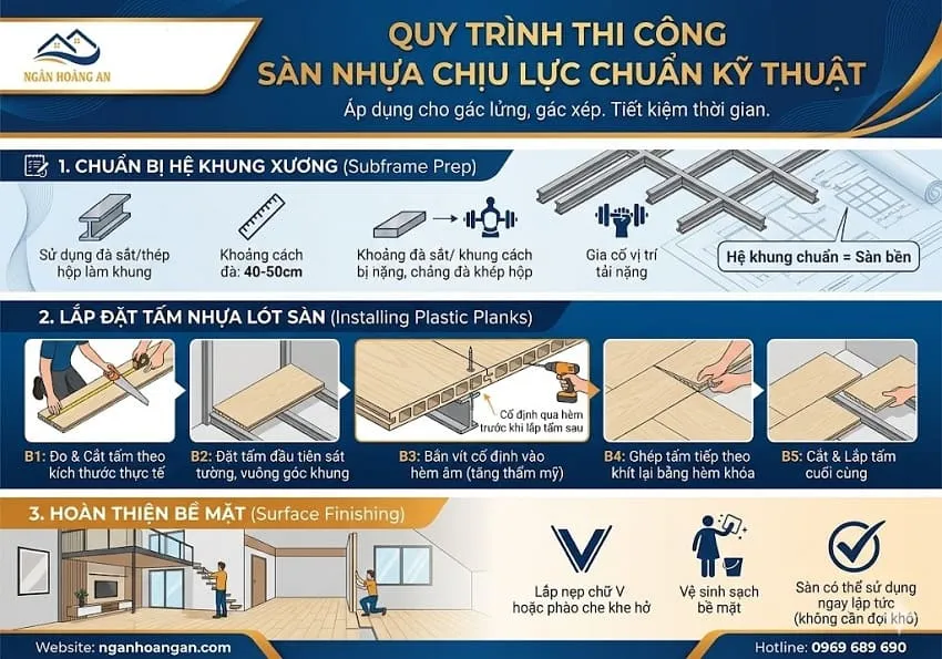 Quy Trình Thi Công Sàn Nhựa Chịu Lực Chuẩn Kỹ Thuật